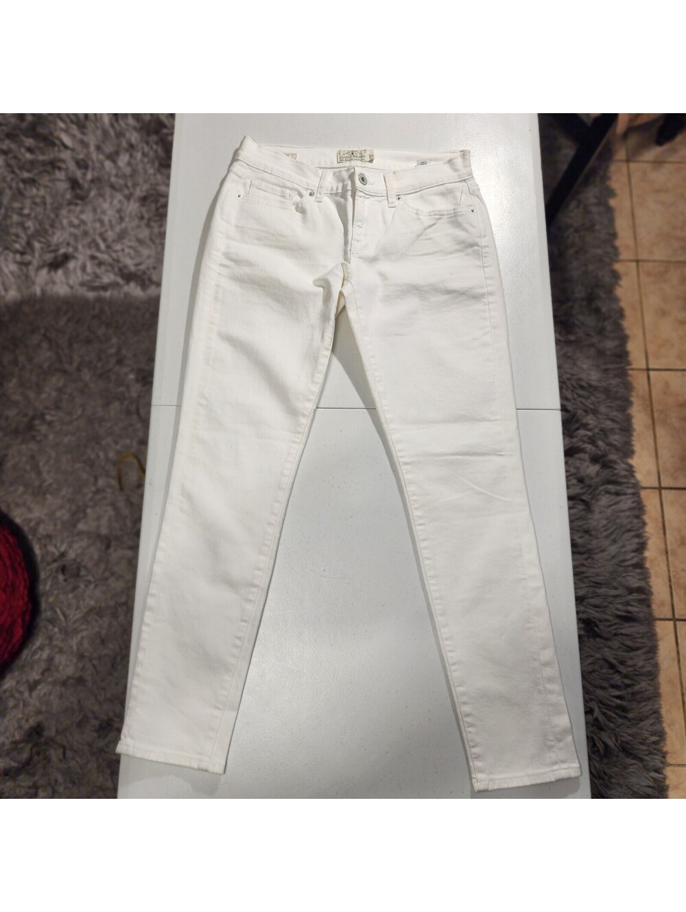 Lucky Brand Skinny White Denim Jeans Women Cotton Zip Button 5-Pocket Logo 4/27A